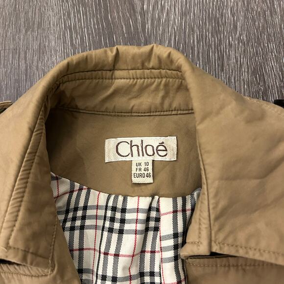 Chloé Phoebe Philo Era Vintage Tan Trench Coat Resin Buckles Belted Sz Small EUC - Picture 2 of 16